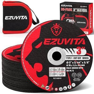 30-Pack 3" Cut Off Wheels, Ultra Thin Discs for Angle Grinder | Double Fiberglass Mesh Reinforcement, 25,000 RPM, for Steel, INOX, Stone and PVC Cutting, Storage Pouch