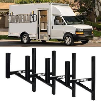 4 Rack Heavy Duty Side Mount Trailer Ladder Rack with Rubber Pads Bungee Cords 353 LBS Capacity Adjustable Steel Ladder Rack for Enclosed and Open Trailers