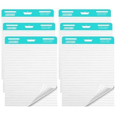 Lined Sticky Easel Pad, 25 * 30 inch,Self-Stick Flip Chart Paper, Super Adhesive & Bleed-Resistant,Micro-Perforated Tear,Classroom Teacher Office Presentation Pads,6 Pads/Pack,180Sheets
