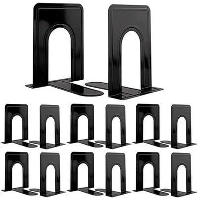 Book Ends, Heavy Duty Bookends to Hold Books, Metal Bookends | Book Ends for Home Office Decorative, Black 6.5 x 5 x 5.7 in, 7 Pair/ 14Piece