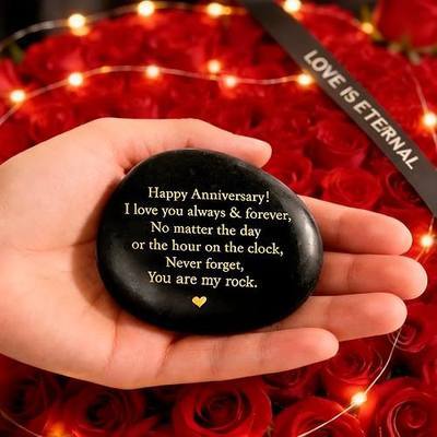 Anniversary Decorative Stone Gifts for Men Women, Aniversario Gifts for Him | You are My Rock Year Anniversary Wedding Gift for Husband, Decorative Accessories Present for Him, Romantic Valentine Gifts