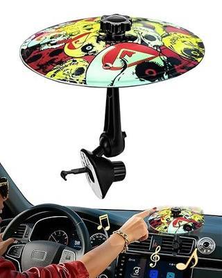 Car Cymbal Drum Air Vent, Mini Metal Drum Crash Cymbal for Car Dashboard, Funny Car Musical Instruments Accessories for Drummer Music Lovers Gift, Skull