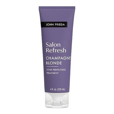 John Frieda Salon Blonde Champagne Tone Perfecting Treatment, 4 fl oz | Blonde Hair Toner, Protein-Peptide Complex, Neutralizes Brassiness, Enhances Shine, Salon-Inspired Care