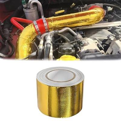 2" x 32.8 Feet Gold Adhesive Heat Shield Reflective Tape, 10M | Aluminized Fiberglass High-Temperature Thermal Barrier Wrap Roll, Auto Heat Insulation Tape for Intake Pipe, Engine Bay