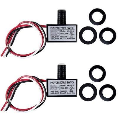 Photocell Light Control Sensor 105V-130V AC, Dusk to Dawn Auto On/Off Photoelectric Switch, Outdoor Waterproof Photocell Sensor for Outdoor Lighting, 50/60Hz