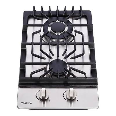 12 Inch Gas Cooktop, Built-in 2 Burners Stainless Steel Stovetop, Propane/Natural Gas Convertible Cooktop for RVs, Apartments, Outdoor