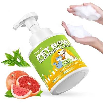 Dog Bowls & Cat Bowls Cleaner, Pet Toy Cleaner Mousse, 320ML Natural Formula with Citric Acid, Cleans Dishes, Feeders & Accessories, Leaves No Residue, Safe for Pets