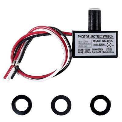 Photocell Light Control Sensor 105V-130V AC, Dusk to Dawn Auto On/Off Photoelectric Switch, Outdoor Waterproof Photocell Sensor for Outdoor Lighting, 50/60Hz