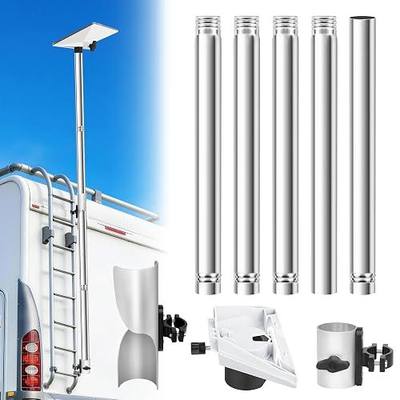 for Starlink Mini Camper Mount, Adjustable RV Ladder Pole Mount (for Mini) | 10FT Flag Pole Mount, Adapter Included, Fits 0.7–1.1" Ladder Rails, Adjustable 5-Section Tubes, Stainless Steel, 200 Lbs Load