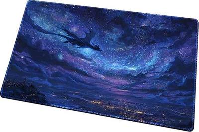 MTG Playmats(Stitched) 14x24in Compatible for OCG CCG RPG TCG Playmats with Card Zones Storage Bag (Starry Sky Dragon-No Zone)