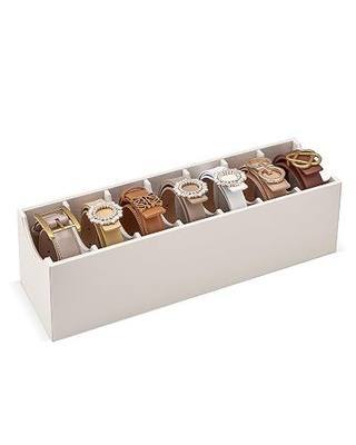Lolalet Belt Organizer for Closet, Belt Box & Storage Drawer -Cream | PU Leather Belt Holder with 7 Extra-Wide Compartments, Soft Lining, Fits Entryway Cabinet, for Women, 1 Pack