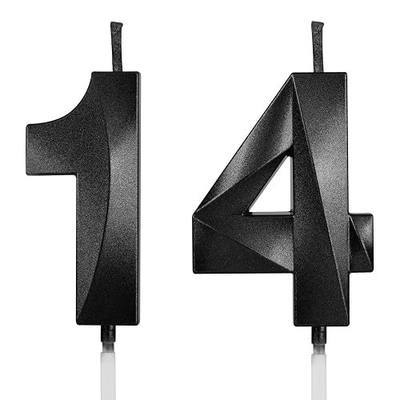Number 14 Birthday Candles, 1.96 Inch Happy Birthday Cake Candles Cupcakes Topper Decoration for Birthday Party Wedding Anniversary Celebration Supplies (Black)