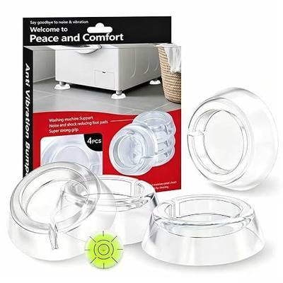 Anti Vibration Pads for Washing Machine, 4 Pack Clear PU Washer Dryer Feet Pads with Leveling Tool, Noise Reducing Anti Slip Anti Walk Shock Absorber Stabilizer for Washer, Dryer & Furniture