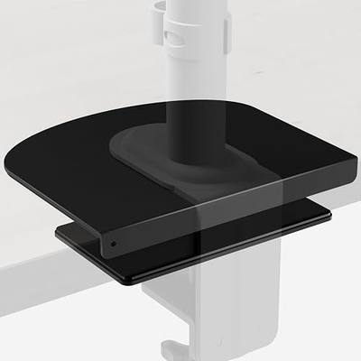Steel Monitor Mount Reinforcement Plate for Thin, Glass and Other Fragile Tabletop, Steel Desk Protector Bracket Kit with Anti-Slip Pads, Fits Most Monitor Stand C Clamp Installation, Black