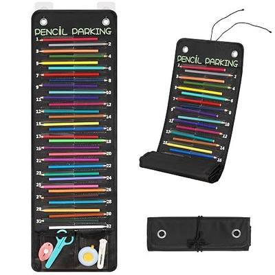 32-Pocket Pencil Parking for Classroom, Hanging Pencil Holder Wall Organizer | Numbered Portable Pencil Parking Pocket Chart, Pencil Holder for Classroom Organization, School Storage Supplies (Black)