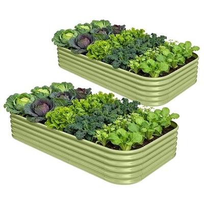 2 Pcs 8x4x1.5ft Galvanized Raised Garden Bed, 18" Metal Planter Box | Popular 18 inch Raised Flower Bed Size for Tomatoes, Peppers and Vegetables with Easy Access for Outdoor Backyard Gardening
