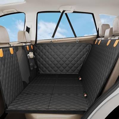 Dog Car Seat Cover for Back Seat, Hard Bottom Back Seat Extender | Supports 400lbs, Waterproof Rear Seat Pet Cover, Dog Hammock with Mesh Window, For Car SUV