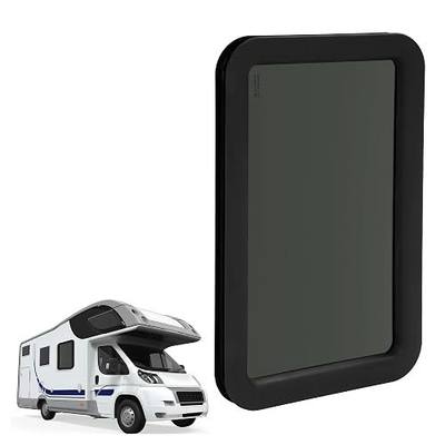 HECASA RV Entry Entrance Door Window Teardrop Vertical Slide RV Window | 12" W x 21" H Replace for Camper, Cargo Travel Trailer, Cargo Van Black Frame with Tinted Glass