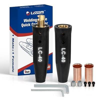 LISSAM LC-40 Welding Lead Connectors, 350A Welding Cable Connector Pair | Fits 1/0–2/0 AWG (50–70 mm²) Welding Cables, Cam-Type Lock Design