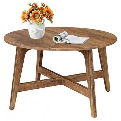 VASAGLE MAEZO Collection - Round Coffee Table, 31.5-Inch Center Table, Tapered Legs, Curved Transitions, Easy to Assemble, for Living Room, Honey Brown ULCT251KB01S
