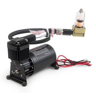 12V 150PSI Air Horn Suspension Compressor Kit Heavy Duty 3/8 NPT Mini Onboard with 1/4 NPT Adapter for Car Train Truck Horn/Bag/Suspension Black