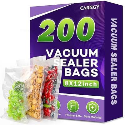 CAREGY Vacuum Sealer Bags 200 Quart | 8" x 12" with BPA Free for Food Storage Meal Prep or Sous Vide