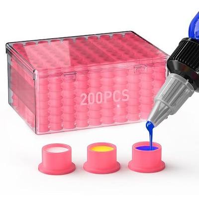 Wormhole Tattoo Ink Caps 200Pcs Silicone Ink Caps with Base Disposable Self-Stand Tattoo Ink Cups for Tattoo Ink, Tattoo Accessory Tattoo Supplies 12x20mm-Pink