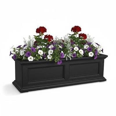 Mayne Fairview 36in Self-Watering Rectangular Window Box Planter, Black | Self-watering, All season, Fade resistant, Mounting brackets included, Built-in overflow, 15-year warranty