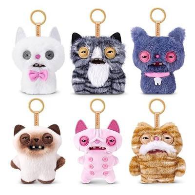 Fuggler Alley Cat Keyring 5 Inch Plush Collectible (6 Pack) by ZURU Funny Ugly Monster Featuring Mischievous Alley Cat Design, Signature Teeth, and Clip-On Keychain for Keys and Backpacks