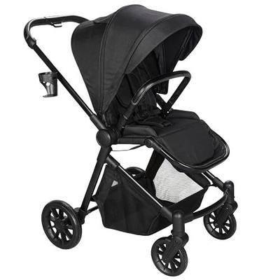 2 in 1 Baby Stroller Convertible Newborn to Toddler, Black | 54cm seat & 360° reversible | One-hand fold & self-standing | 7"/10" all-terrain | UPF50+ canopy & basket | 5-point harness
