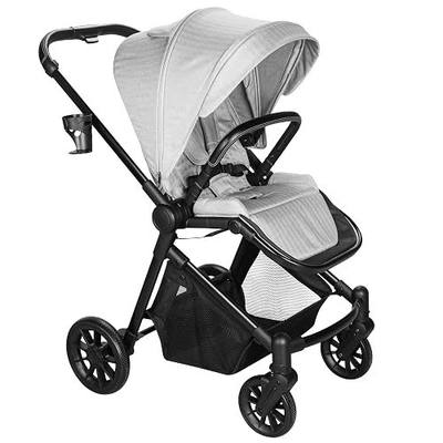 2 in 1 Baby Stroller Convertible Newborn to Toddler, Grey | 54cm seat & 360° reversible | One-hand fold & self-standing | 7"/10" all-terrain | UPF50+ canopy & basket | 5-point harness
