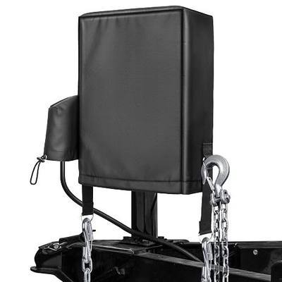 Upgraded Heavy-Duty Waterproof RV Electric Tongue Jack Cover, Plug Pocket | Rain Snow Dust Sun Resistant, D-Rings & Chain Hooks, 600D Fabric, Adjustable Double-Pull Drawstring, Tear & Fade Proof