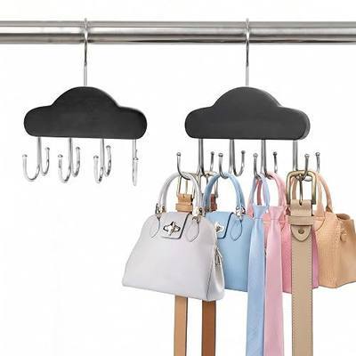 Belt Organizer, Tie Rack with 8 Hooks,Belt Hanger (Black,2 Pcs) | Tie Rack for Belt, Bra, Tank Top, Hat, Purse, Black, Tanktop hanger for Closet