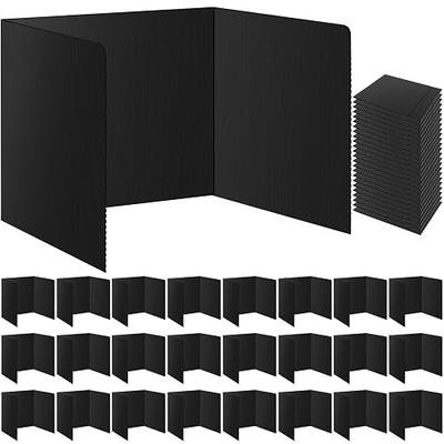 24Pack Black Desk Dividers for Student, Privacy Folders for Classroom Students, Foldable Study Carrels Teacher Supplies, Easy-Clean Testing Dividers with Lables for Exam, Library Focus & Photo Shoot