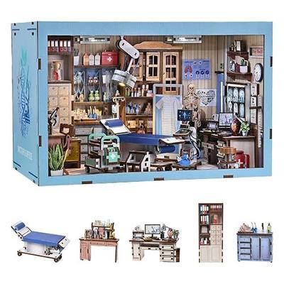 fifijoy Book Nook Kit - DIY Miniature House Doctors Clinic Dollhouse Kit for Adults, Book Nook Tiny House Bookshelf Decor Creative 3D Wooden Puzzle, Gifts for Family, Friends (Doctor's Office)