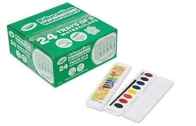 Crayola Watercolor Paint Set (24 Count), Bulk Pack for Classrooms, Watercolor Paint Trays with Brushes, Classroom Art Supplies for Kids, Ages 4+