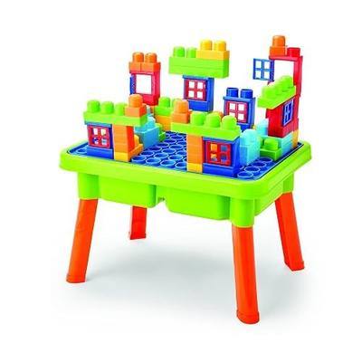 Kidoozie - Little Builders Activity Table | Flip the lid for a block-building surface, open it up for scoop-and-pour play - three sensory stations in one, Ages 2+