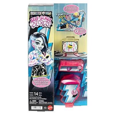 Monster High Self-Scare Secrets Frankie Stein Doll and Accessories Set with 13 Realistic Surprises Like Hair Dye Kit and Gaming Console | 13 Realistic Surprises, Hair Dye Kit, Gaming Console