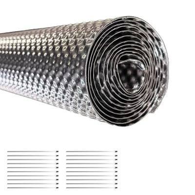 Exhaust Heat Shield Automotive 15"x59", 0.5mm Embossed Aluminum Heat Shield Kit with 20 Stainless Steel Zip Ties Cable Metal for Car Muffler Exhaust Wrap Heat Pipe High Temp Thermal Barrier