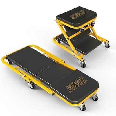 YELLOW JACKET Garage Creeper Seat, 2-in-1 Mechanic Creeper, 36 Inches Foldable Z Garage Seat with 6 PCS Wheels, 330 LBS Capacity Rolling Automotive Creeper Lay Down or Sit for Shop, Auto Repair