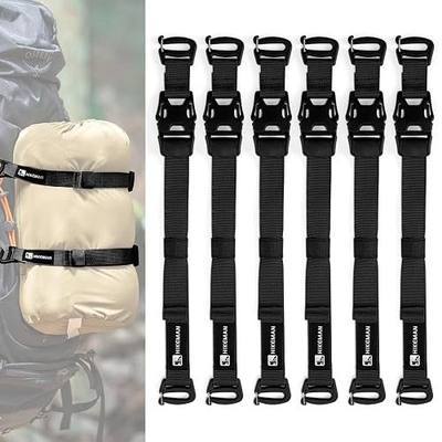 HIKEMAN 6Pcs Tactical Molle System Backpack Straps and Buckles Set -Adjustable 19.49" Pack Attachment Strap Accessories (Black-6pcs)