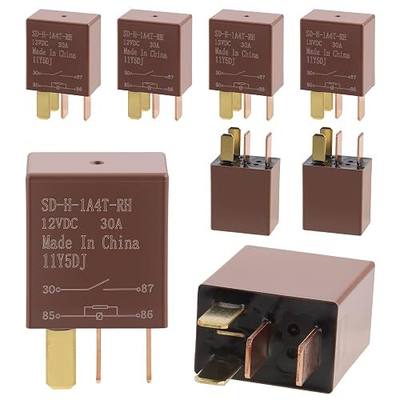 12V 30A 4-Pin Relay Multi-Purpose for Auto Motor, SPST, Heavy Duty, 8 Pack | Pure Copper Pins, 70%+ Copper, Silver Connector, Snubber Resistor, PA66 High-temperature Resistant, Waterproof, Stable
