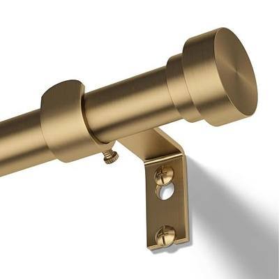 Brass Gold Curtain Rods 36 to 170 Inch, Brushed Warm Gold 1" Adjustable Extra Long Heavy Duty Curtain Rods for Windows,Decorative Drapery Rod with Aluminum Alloy Finials for Living Room Bedroom