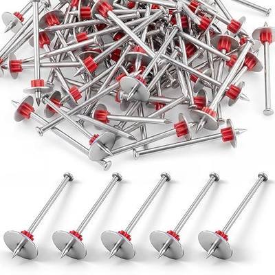 200 Pcs 3" Powder Actuated Fasteners, Sturdy Steel Drive Pins with Red Anti-jam Flute and 1" Washer for Concrete Steel, Fits Most Powder Actuated Tools