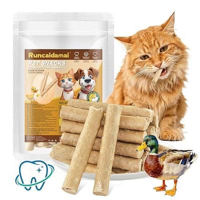 1.76oz/50g Freeze Dried Cat Chew Sticks Duck Recipe, Dental Treats for Cats Dogs, Pet Teething Sticks Cats Treats Snack, High-Protein Daily Reward