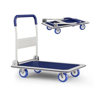 Foldable Push Cart Dolly | 330 lbs. Capacity | Heavy Duty Moving Platform Hand Truck with Swivel Wheels | Small Flatbed Cart | Space Saving Push Handle-b3