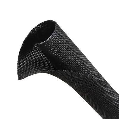 Automotive Wire Loom Tubing, Split Braided Cord Protectors from Pets No Chew, Flexible Cable Sleeve Cable Management for TV/Computer/Electric Wires (Black, 1"-25ft)