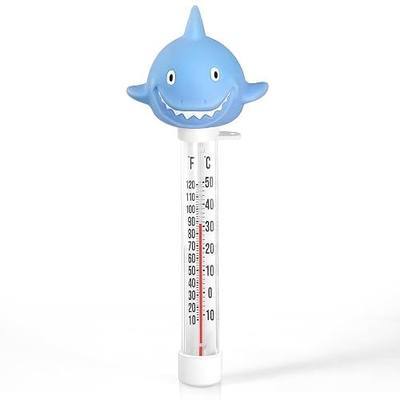 Pool Thermometer Floating, Water Temperature Thermometer with String, Large Size Easy Read & Shatter Resistant Pool Accessories for Outdoor & Indoor Swimming Pool, Spa,Ice Bath and Hot Tub (Shark)