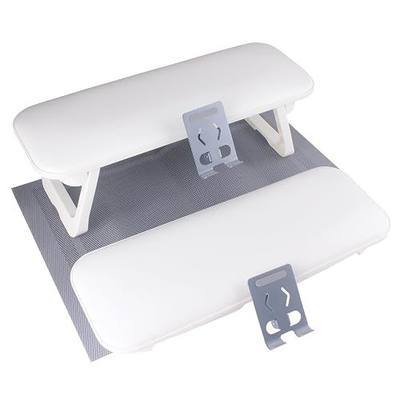 Big Foldable Manicure Arm Rest with Phone Holder for Nails Tech (White) | Upgraded Anti-Scratch & Non-Slip Silicone Pads , Pu Leather Nail Hand Rest with Table Mat.