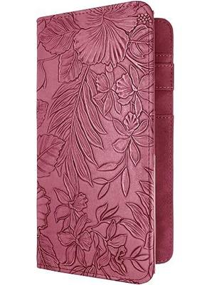 Mymazn Server Book with Zipper and Magnetic Pocket, Floral Red | 9" X 5" Large-Capacity Waitress Book, Fits Most Server Aprons, Ideal for Restaurant and Cafe Service